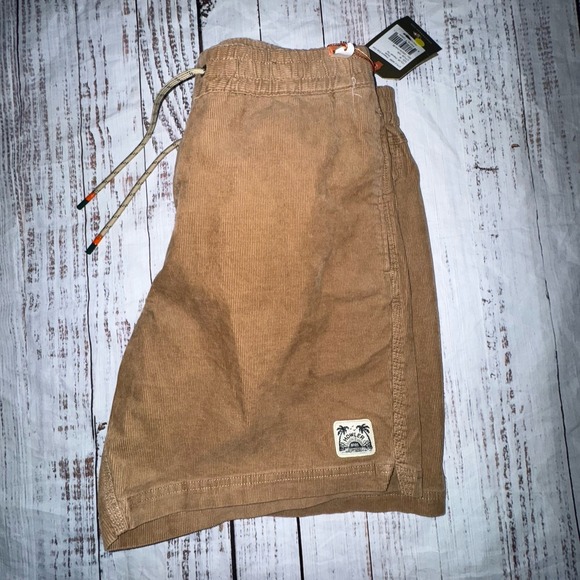 New Howler Brothers Pressure Drop Cord Shorts Sz 36 Tan Brown Corduroy Elastic - Picture 4 of 4